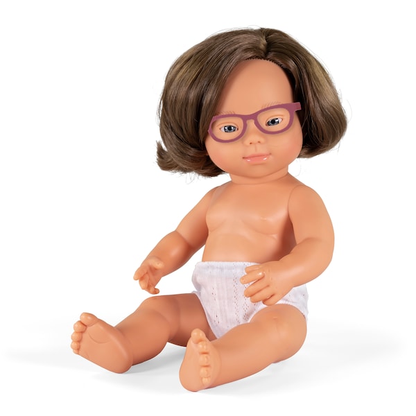 Miniland Educational Baby Doll Caucasian Girl With Down Syndrome With Glasses 15in 31110 - main